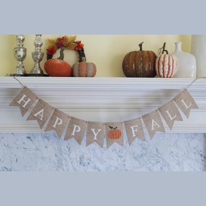 Happy Fall Burlap Banner, Fall Banner, Fall Decor, Fall Photo Prop, B095