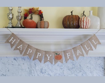 Happy Fall Burlap Banner, Fall Banner, Fall Decor, Fall Photo Prop, B095