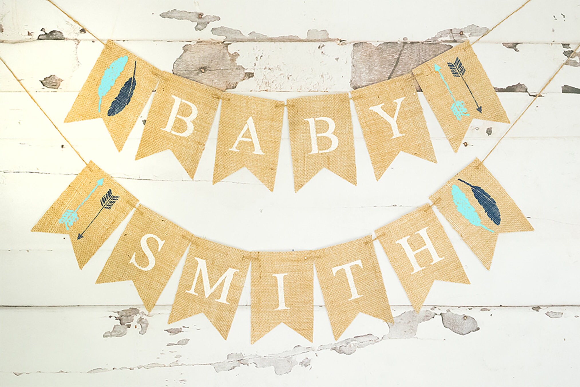 Tribal baby shower Tribal arrow decorations Name banner personalized 