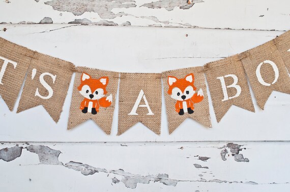 It S A Boy Banner Fox Banner Fox Baby Shower Banner Etsy