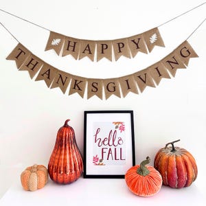 Banner de feliz día de acción de gracias, decoración del hogar de otoño, decoraciones de Acción de Gracias, decoraciones de otoño, letrero de Acción de Gracias, guirnalda de agradecimiento, dar gracias