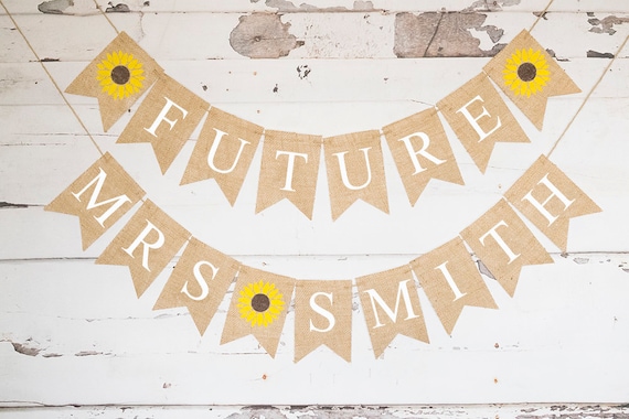 Miss to Mrs Sunflower Banner for Summer Bridal Shower or Bachelorette Party Decoration