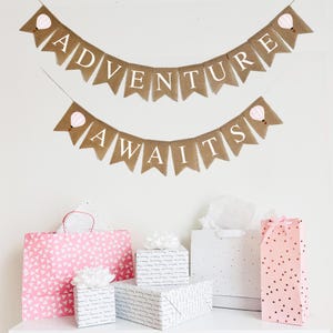 Adventure Awaits Decor | Hot Air Balloon Decorations | Baby Shower Sign | Party Banner | Nursery Decor | Graduation Party |
