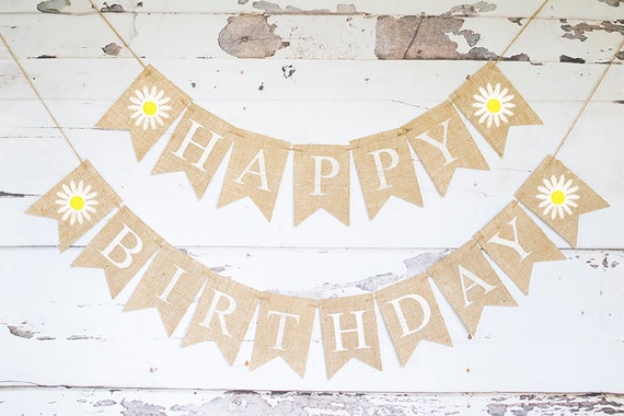 Daisy Joyeux Anniversaire Bannière Fleur De Printemps Ou Dété Anniversaire Party Decor Décor De Fête Danniversaire Floral Marguerite Bannière
