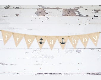 Cardstock It's A Boy Banner, Nautical Banner, Nautical Baby Shower Banner, Nautical Boy Banner, P067