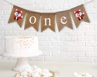 Baby First Birthday, Woodland Party Decorations, 1st Birthday Decorations, Woodland Party Theme, High Chair Banner, One Banner