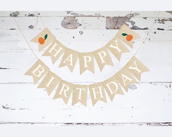 Tutti Fruitti Decorations, Tangerine Happy Birthday Banner, Happy Birthday Banner, Tangerine Birthday Party Decor, Summer Fruit Party B659