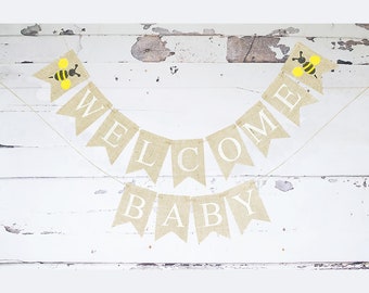 Bumble Bee Baby Shower Decor, Bee Welcome Baby Banner, Honey Bee Baby Shower Garland, Mummy To Be, B748