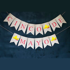 Banner de fiesta del cinco de mayo, decoraciones de fiesta del 5 de mayo