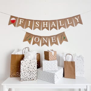 Ofishally One | Fishing Birthday Party | Baby Boy First Birthday | Fishing Party Decorations | Fish Banner | The Big One | Burlap Banner