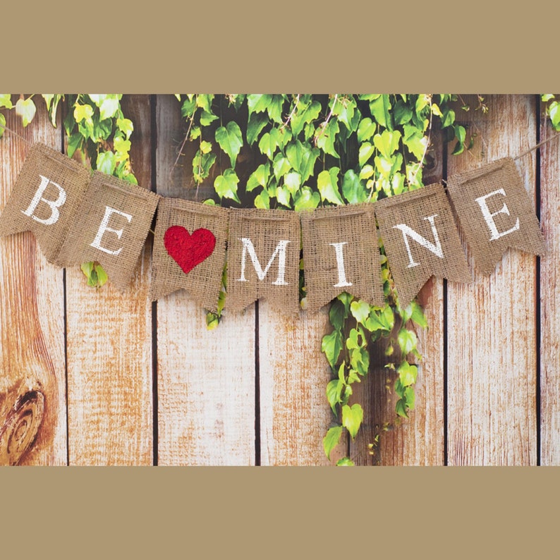 Be Mine Valentine Banner, Valentine's Day Burlap Banner, Be Mine Burlap Banner, B032 image 1