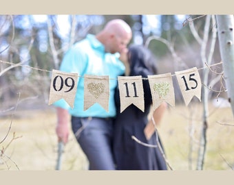 Save The Date Burlap Banner, Engagement Banner, Engagement Photo Prop, Wedding Photo Prop, B108