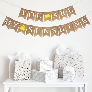 Du bist meine Sonnenschein-Babyparty | Sonnenschein Geburtstagsthema | Sommerparty Dekorationen | Sommer Girlande | Sackleinen Banner | Sonne Mottoparty