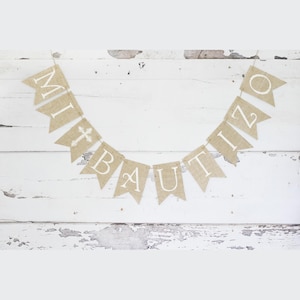 Mi Bautizo Guirnalda, Bautizo Decoracion, Bautizo Banner, Christening Banner, Religious Banner, Spanish Baptism, Baby Dedication, B844
