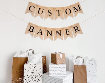 Custom Banner, Personalized Burlap Sign, Baby Shower Decorations, Birthday Party Decor, Bridal Shower Sign, Wedding Garland, Burlap Banner