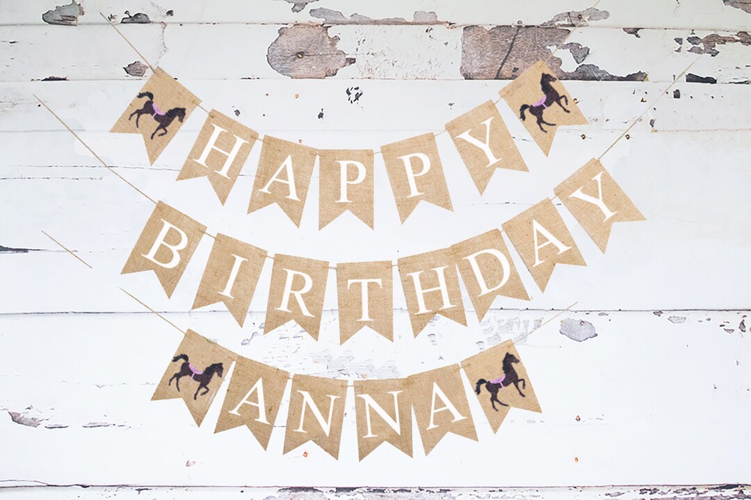 Horse Happy Birthday Personalized Banner Horse Birthday Party - Etsy