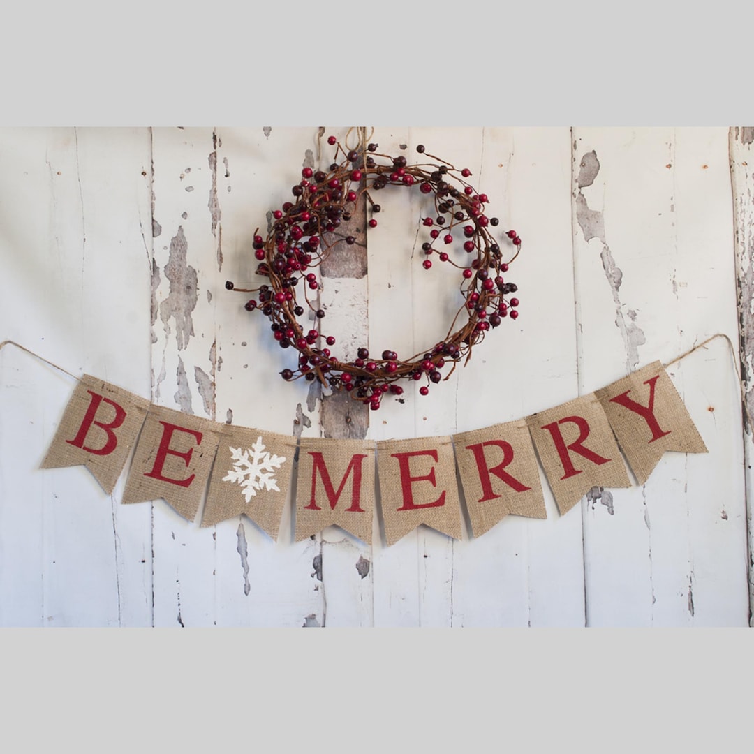 Wood Beaded Merry Christmas Banner (Set of 2)