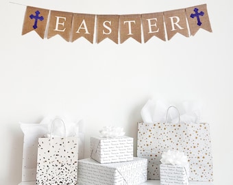 Easter Decorations | He Is Risen Banner | Easter Banner | Religious Banner | Religious Celebration | Easter Sign | Spring Burlap Banner