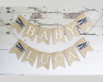 Vintage Airplane Baby Shower Decor, Vintage Airplane Baby Shower Garland, Plane Baby Shower, Personalized Airplane Decoration, B932