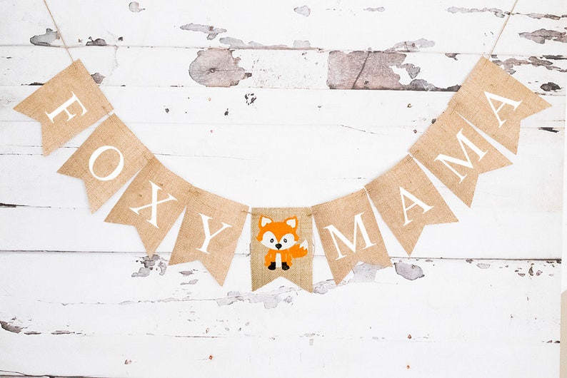B535 Fox Baby Shower Decorations Foxy Mama Banner Mom To Be Sign Woodland Themed Baby Shower Decor Party Decor Paper Party Supplies Commentfer Fr