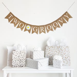 Two Groovy Birthday | Daisy Party Theme | Flower Party Decorations | Second Birthday Ideas | Daisy Banner | Burlap Banner