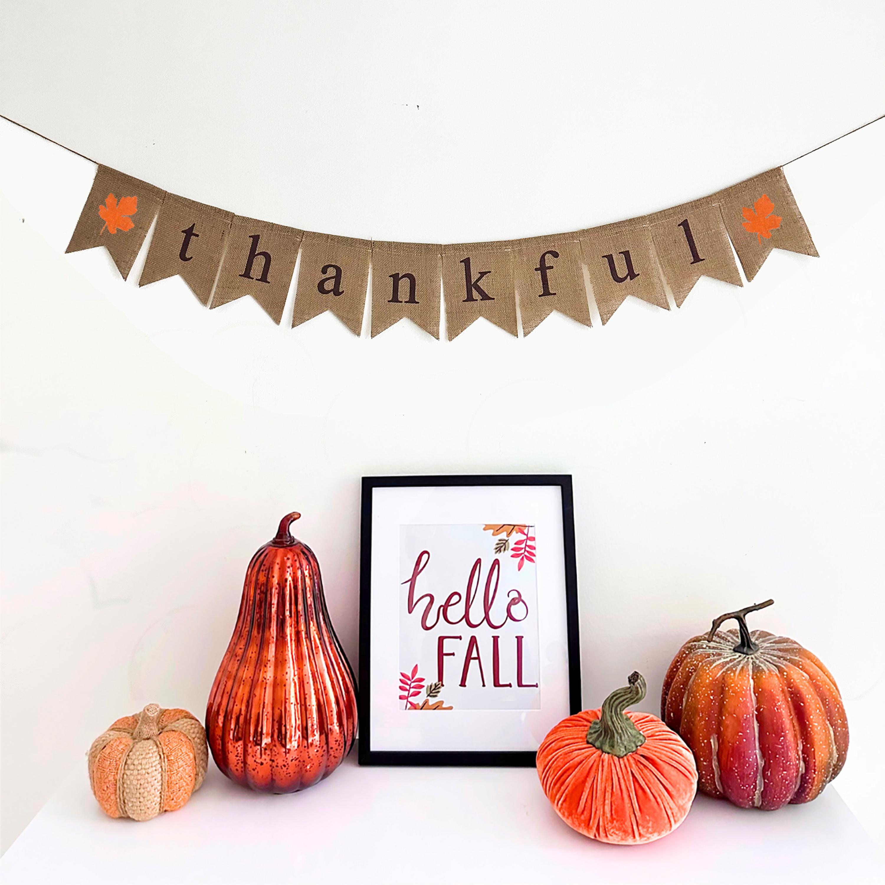 Give Thanks Burlap Banner - 17ft Thanksgiving Decor With Pumpkin & Turkey, Rustic Bunting For Fireplace, Wall, Party - View #2