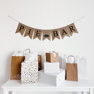 Baner Pie Bar, Dekoracja weselna na jesień, Baner na Święto Dziękczynienia, Jesienny baby shower, Przyjęcie z ciastami, Dekoracje na Święto Dziękczynienia, Dekoracje stołu deserowego