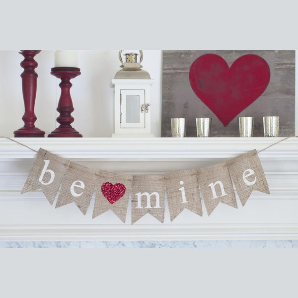 Be Mine Burlap Banner, Valentine's Day Party Decorations, Kissing Booth Sign, Photoshoot Props