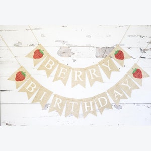 Berry Sweet Birthday Banner, Strawberry Birthday Party Decor, Summer Party Decoration, Strawberry Themed Sign, Sweet Berry Garland