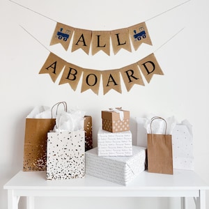 All Aboard Banner | Train Birthday Party | Chugga Chugga Two Two Decoration | 2nd Birthday | Boy Birthday Party Decor | Train Banner