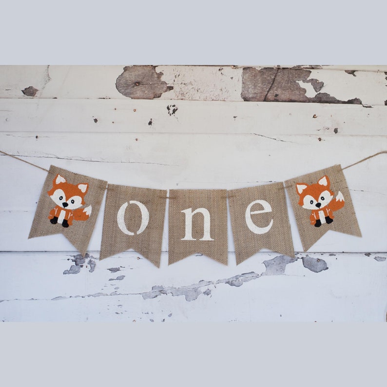 One Banner, A Fox One Banner, Fox Highchair Banner, Woodland one Banner, 1st Birthday, Woodland Banner, B291 image 1