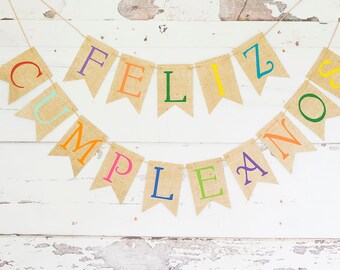 Feliz Cumpleanos Cardstock Banner Spanish Happy Birthday Etsy France