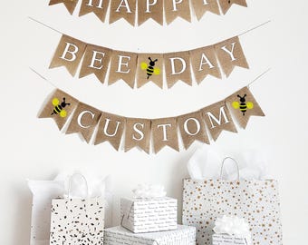 Happy Bee Day | Bee Party Decorations | Personalized Banner | Bee Birthday | Customized Happy Birthday Banner | Bumblebee Decorations
