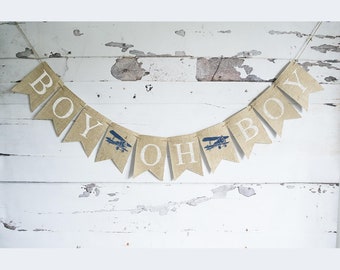 Plane Baby Shower Decor, Boy Oh Boy Airplane Banner, Vintage Airplane Decoration,  Baby Boy Shower, Plane Shower Decoration, B671