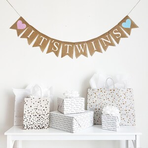 Twin Baby Announcement | Twin Baby Shower Ideas | It's A Boy | It's A Girl | Gender Reveal Party | Mama To Be | Burlap Banner |