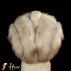 Estola nupcial de zorro real, 100 % seda. Hecha a mano en Gales por Ffwr; Lujo para mujer, regalo único, Navidad, invierno, boda, novia, chal de noche, natural
