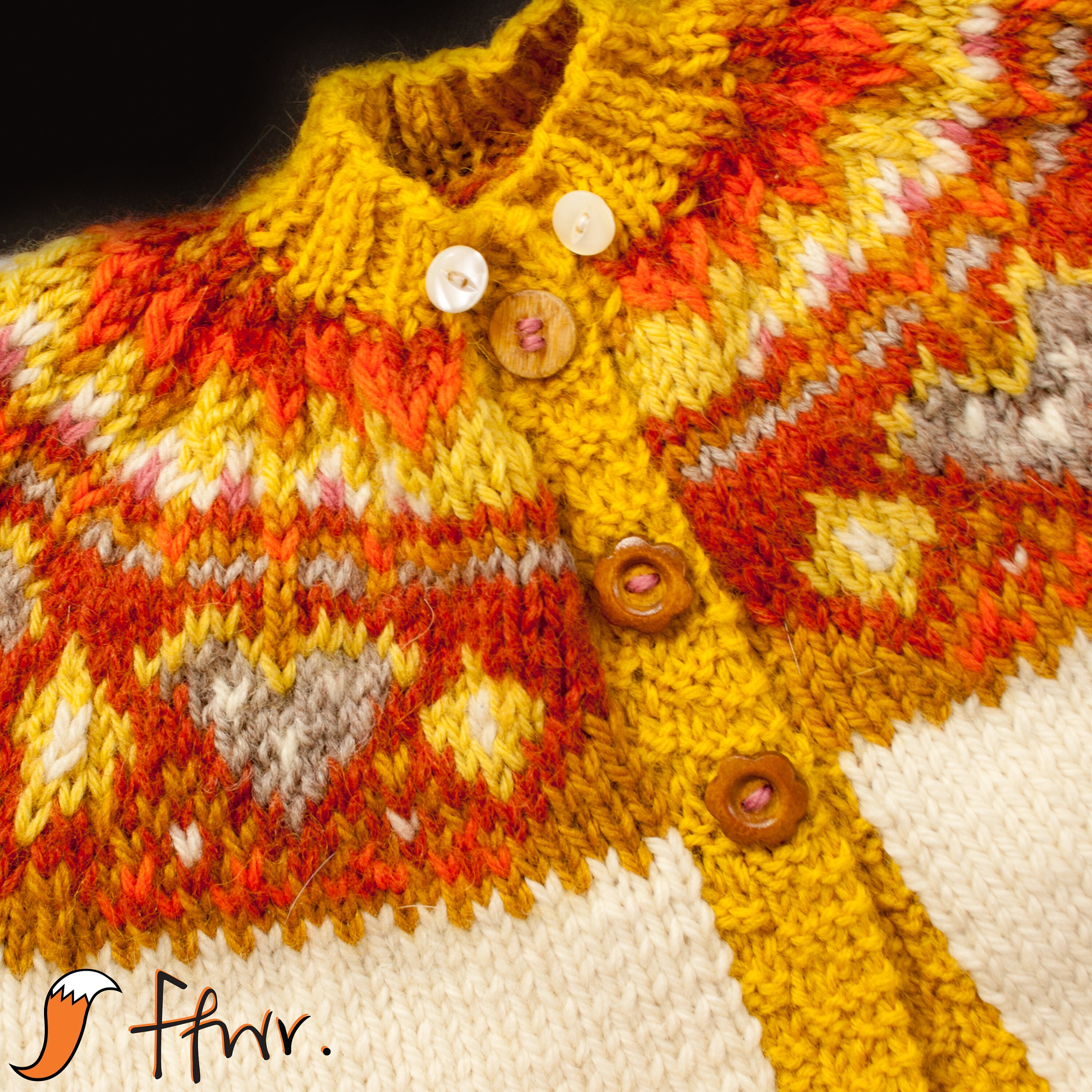 Rabbit Fur Baby Fairisle Cardigan, 36 months, Rabbit Fur Collar