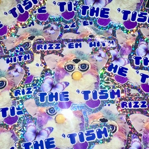 rizz em with the tism 3 glitter vinyl sticker image 2