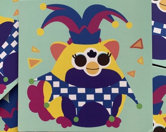 jester furby - 4.72" square postcard print