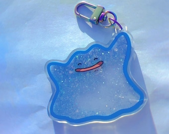 shiny ditto - 2.5” liquid glitter quicksand acrylic keychain