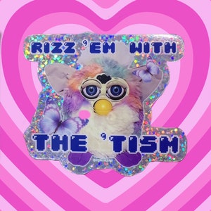 rizz em with the tism 3 glitter vinyl sticker image 1