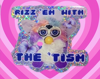 rizz ‘em with the ‘tism - 3” glitter vinyl sticker