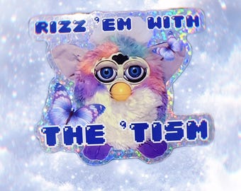 rizz ‘em with the ‘tism - 3” glitter vinyl sticker