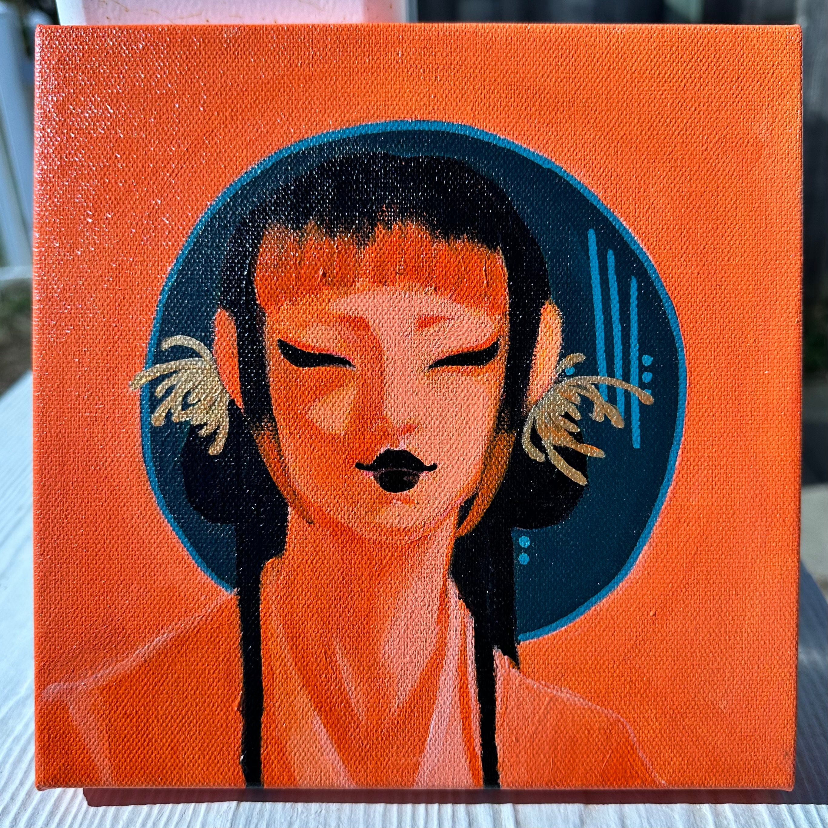 橙 - 8” x 8” acrylic painting wall deco