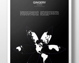 Gingery Projection Weltkartenposter