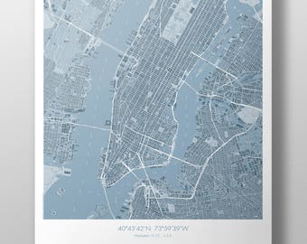 Manhattan Map Poster Teal