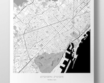 Barcelona Map Poster - B&W