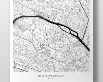 Paris Map Poster - B&W