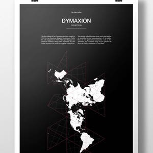 Buckminster Fuller Dymaxion Projection World Map Poster