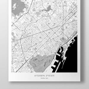 Barcelona Map Poster B&W image 1